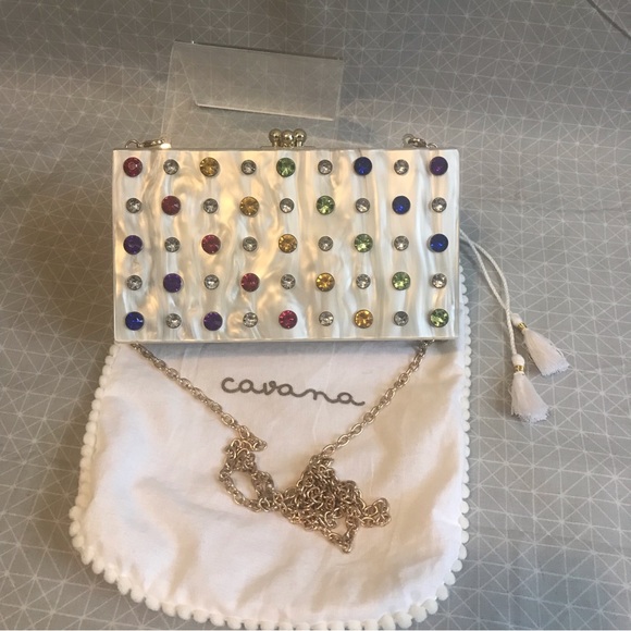 Cavana Multicolored Jeweled Pearlized Lucite Clutch - Picture 2 of 11